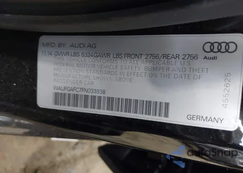 2015 Audi A6 3.0T Premium Plus из США, поврежденный, VIN WAUFGAFC7FN033938